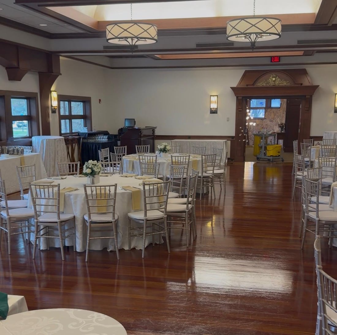 An event venue cleaned and set up